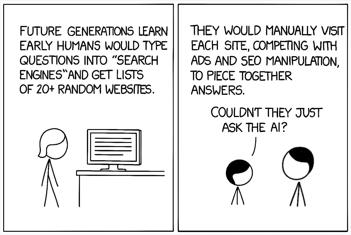 Comic illustration showing AI search transformation